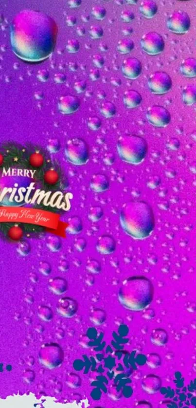 Vibrant purple Christmas wallpaper with festive decorations.