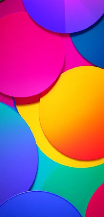 Dynamic wallpaper with vibrant, overlapping colorful circles.