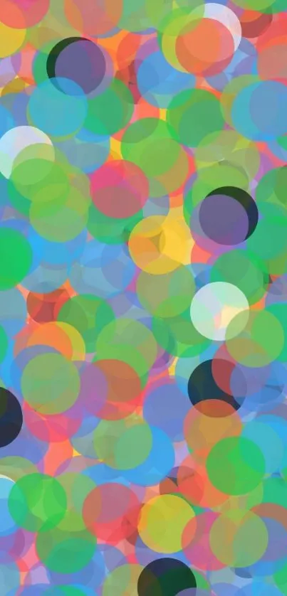 Vibrant wallpaper with colorful overlapping circles in green, blue, and more.