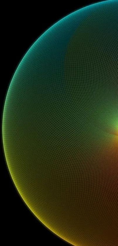 Vibrant abstract circular gradient wallpaper with blue and green hues.