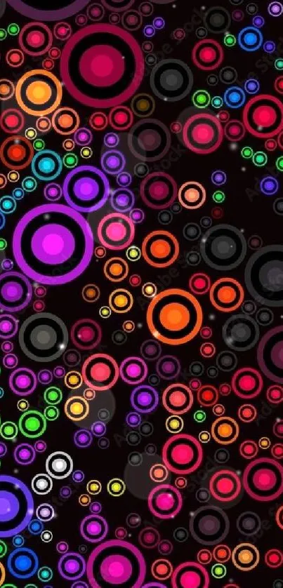 Colorful abstract circular wallpaper with vibrant design.