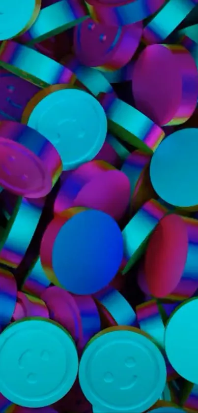 Vibrant wallpaper with colorful circular designs.