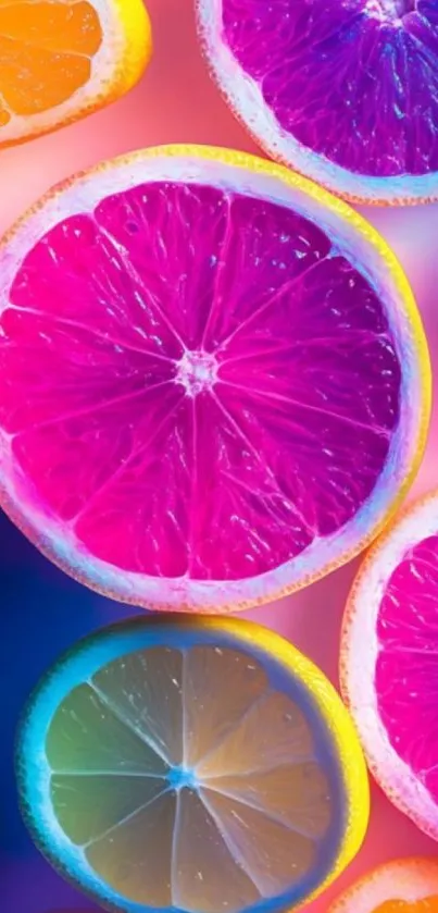 Vibrant citrus fruit halves in colorful hues.