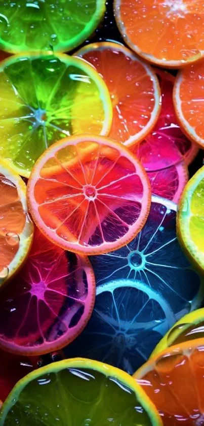 Vibrant citrus fruits in bright colors forming a lively mobile wallpaper.