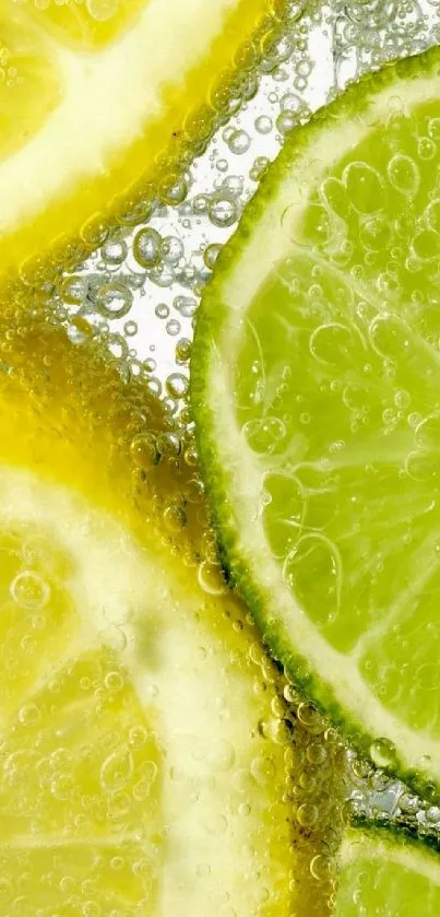 Close-up of lemon and lime slices with vibrant colors.