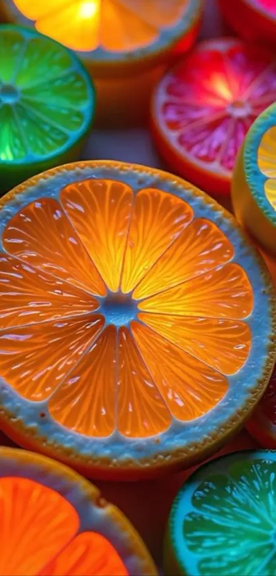 Vibrant citrus slices in colorful hues.