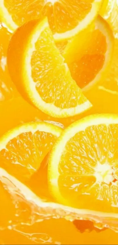 Vibrant wallpaper with fresh orange slices.