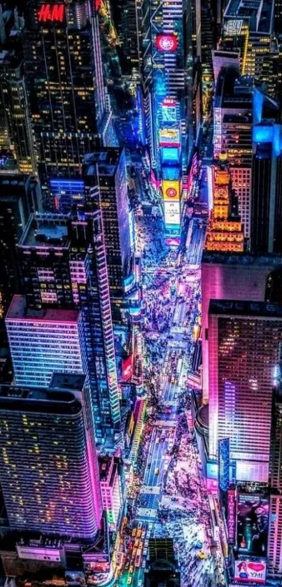 Aerial view of vibrant city lights at night, perfect for mobile wallpaper.