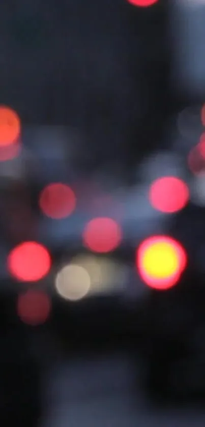 Blurry city lights create a vibrant bokeh effect on a mobile wallpaper.