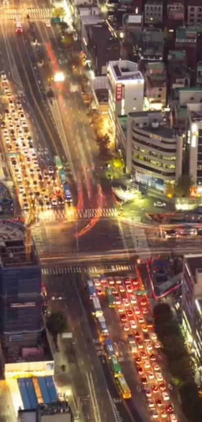 A vibrant city nightscape showcasing busy streets and illuminated buildings.