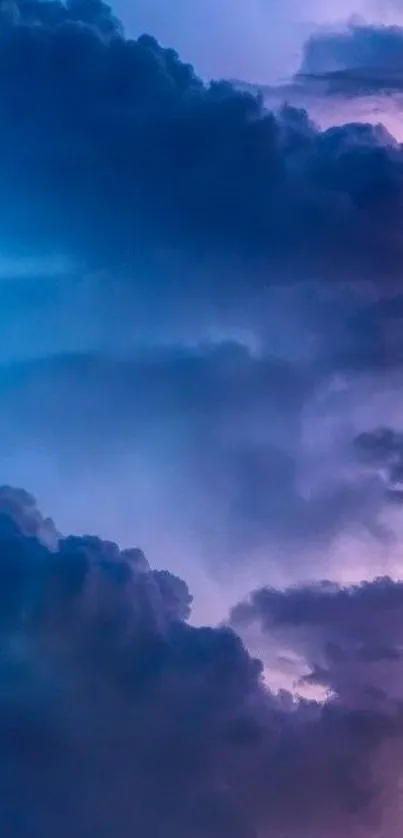 Vibrant cloudscape with purple and blue hues.