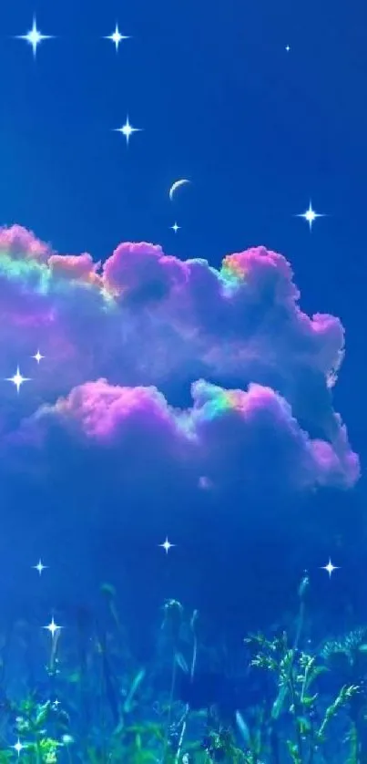 Dreamy clouds and vibrant sky mobile wallpaper with colorful hues.