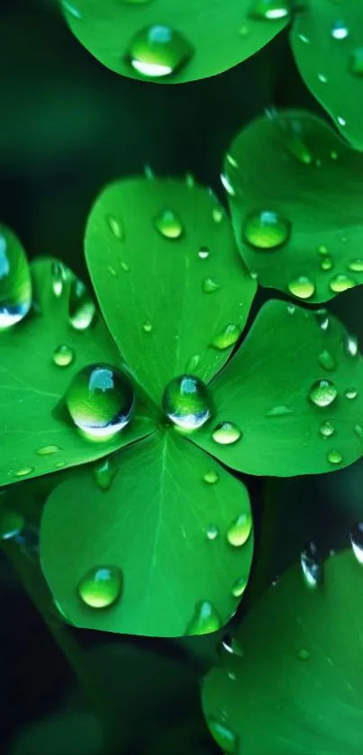 Clover leaf with water droplets close-up