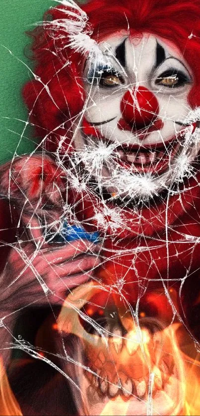 Colorful surreal clown art wallpaper with striking red and artistic details.