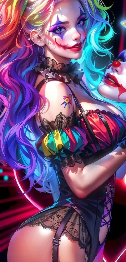 Colorful clown fantasy art with a vibrant design.