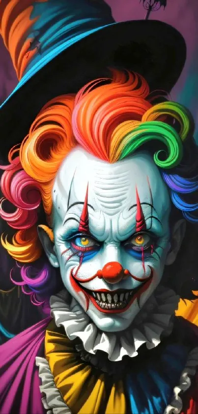 Vibrant and colorful clown mobile wallpaper with circus theme.