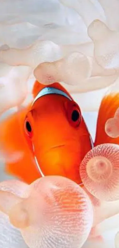 Clownfish nestled among colorful coral.