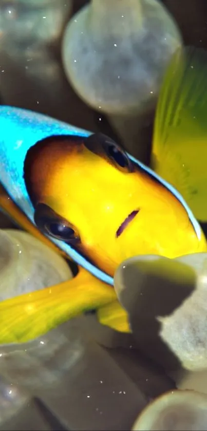 Vibrant clownfish nestled among underwater coral.