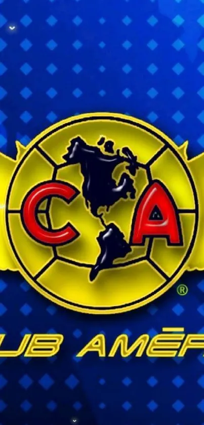 Vibrant Club America logo on blue and yellow background mobile wallpaper.