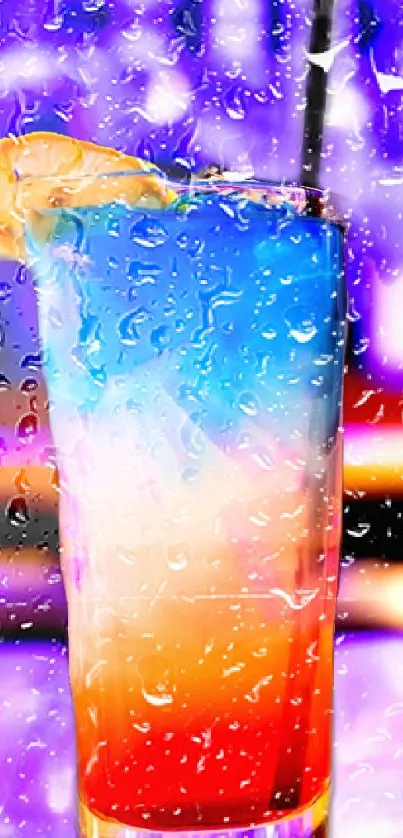 Vibrant cocktail with colorful background, perfect for mobile wallpaper.