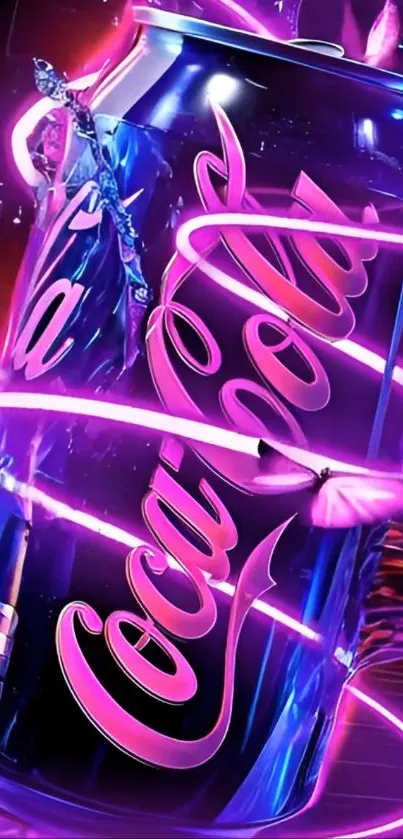 Neon-themed Coke can with vibrant glowing effects.