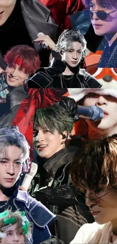 Vibrant collage of performers in a dynamic mobile wallpaper.