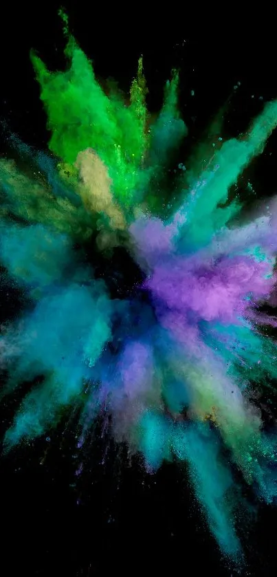 Vibrant abstract color explosion on black background.