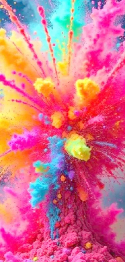 Vibrant explosion of colors creating a dynamic phone wallpaper.