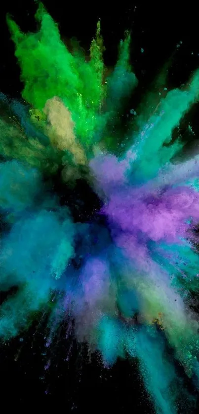 Abstract explosion of vibrant colors on a dark mobile wallpaper.