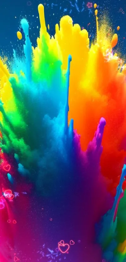 Vibrant and colorful explosion mobile wallpaper with dynamic colors.