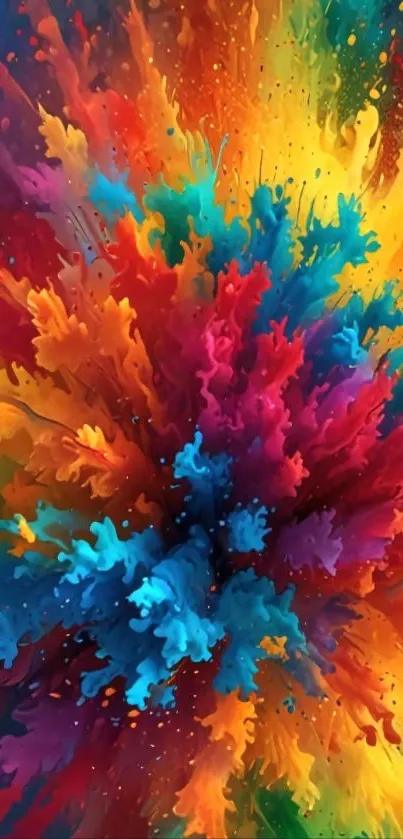 Vibrant explosion of colors in abstract art wallpaper.