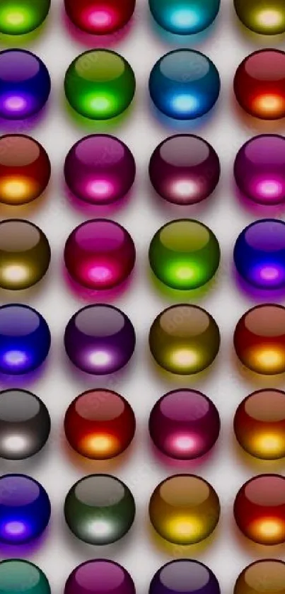 Colorful 3D spheres forming a vibrant pattern on a phone wallpaper.