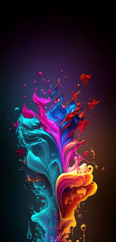 Vibrant and abstract color splash art on a black background.