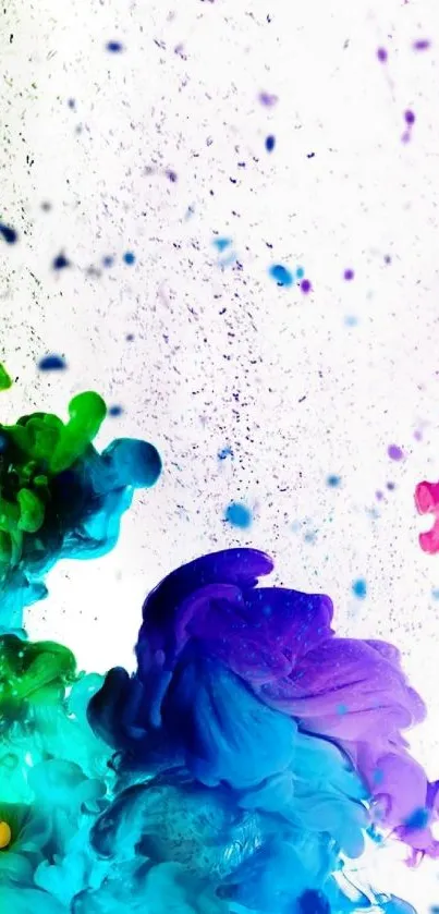 Vibrant abstract color splash wallpaper with bold hues on a white background.