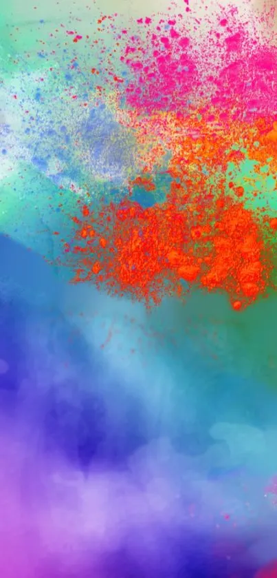 Vibrant abstract wallpaper with red-orange splashes.