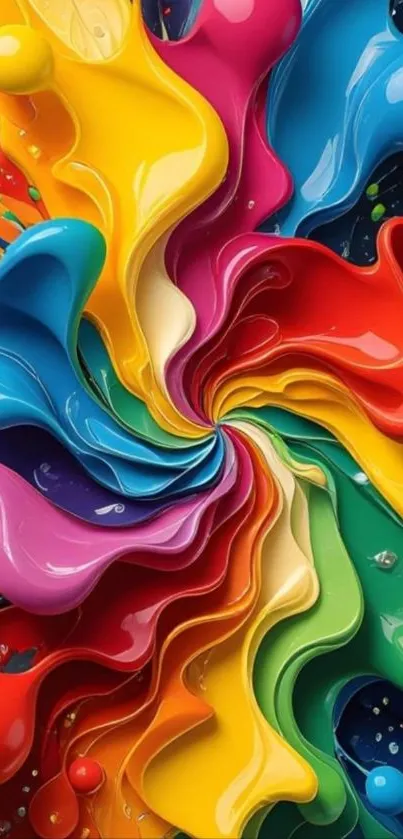 Vibrant and colorful abstract splash art wallpaper with dynamic swirls.