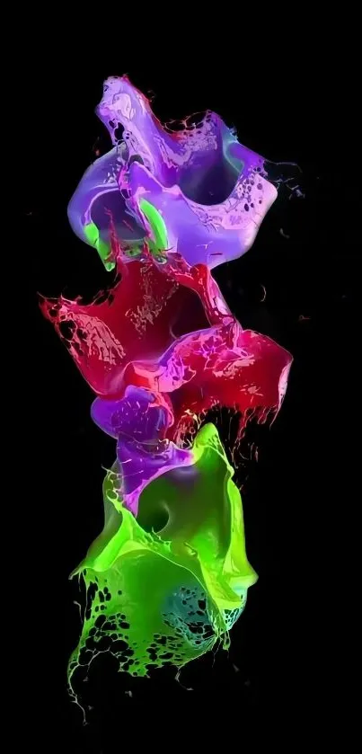 Colorful abstract splash on black background wallpaper.