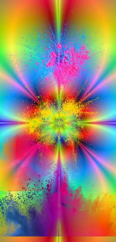 Vibrant rainbow colored splash art wallpaper with dynamic hues.