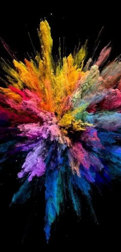 Vibrant abstract color explosion on black background wallpaper.