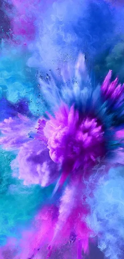 Vibrant purple and blue color splash wallpaper for mobile.