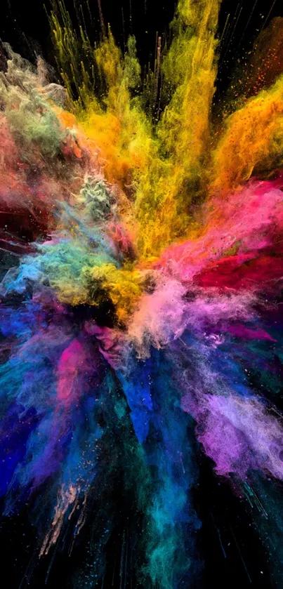 Vibrant burst of colors in abstract mobile wallpaper.