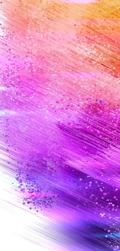 Dynamic wallpaper with vibrant purple, pink, and orange brushstrokes.