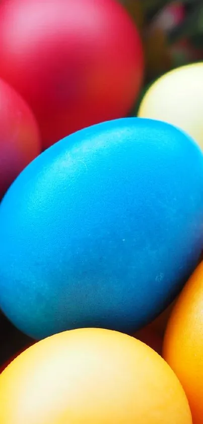 Bright and colorful dyed eggs in vivid hues perfect for spring-themed designs.