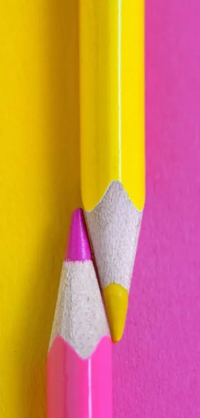 Colorful pencils wallpaper in pink and yellow for a creative mobile background.