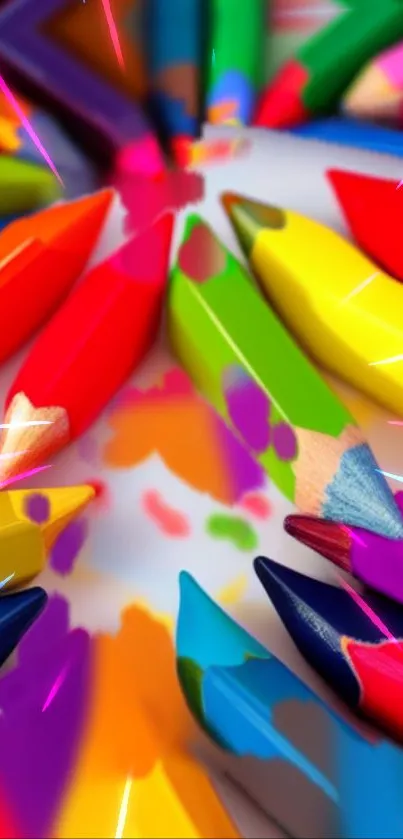 Vibrant pencils in bright colors form a striking mobile wallpaper.
