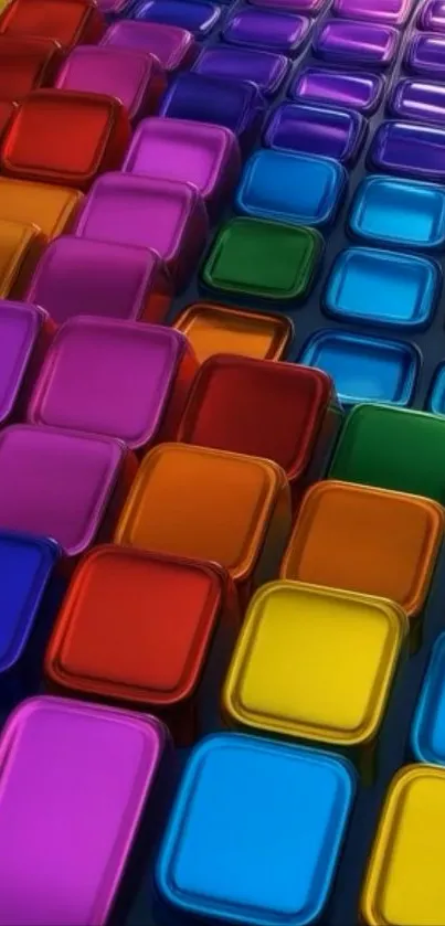 3D colorful blocks wallpaper with vibrant hues.