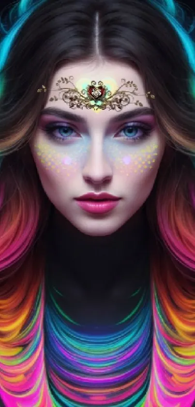 Vibrant artistic wallpaper with mystical colorful design.