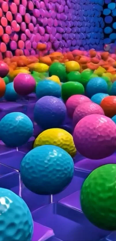 Vibrant colorful balls in a textured pattern.