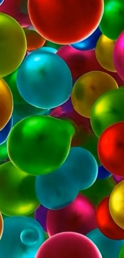 Colorful balloons floating in a vibrant display.