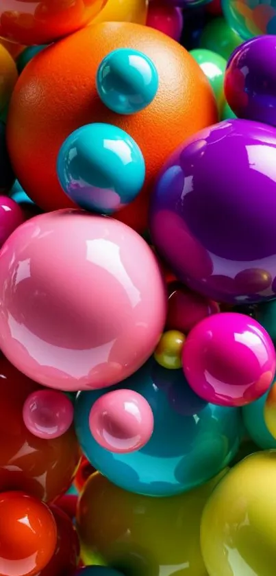 Vibrant, colorful bubbles with glossy finish in an abstract design.